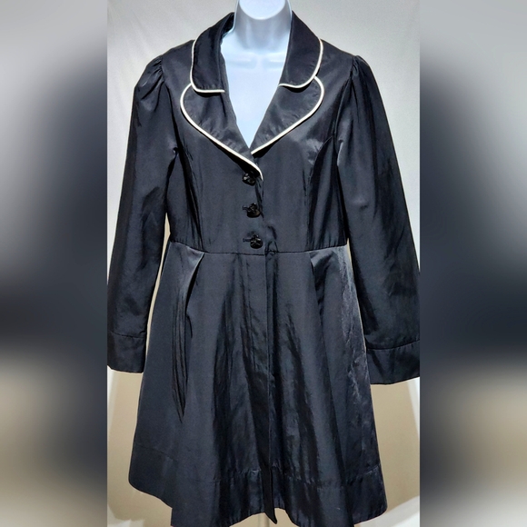 **Not Available*Betsey Johnson Black Bow Floral Inner Coat Peacoat XL - Picture 2 of 9